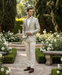 Men’s Champaign Silver and Cream Embroidered Luxury Blazer – Floral Pattern Wedding & Party Dinner Jacket in Light Tan Color