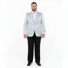 Big and Tall Men’s Silver Gray Paisley Tuxedo Jacket – Satin Shawl Lapel Blazer for Weddings, Proms, and Formal Events