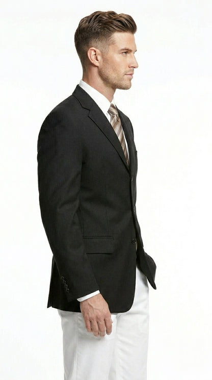 Men’s Black Three Button Blazer – Classic Formal Suit Jacket for Business, Office, Sport Coat