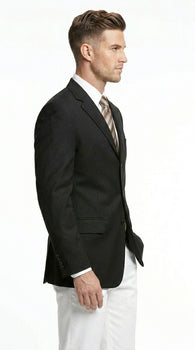 Men’s Black Three Button Blazer – Classic Formal Suit Jacket for Business, Office, Sport Coat