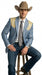 Men’s Steel - Light Blue and Bone Color Western Cowboy Blazer – Shiny Country Style Dress Jacket for Rodeo Saco De Hombre Vaquero