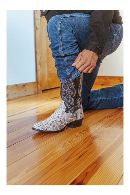 Dan Post Men's Manning Python Snakeskin Round Toe Boots - Natural - Image 6