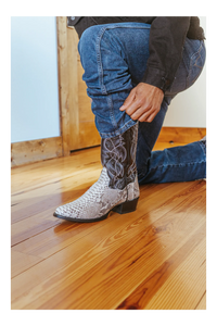 Dan Post Men's Manning Python Snakeskin Round Toe Boots - Natural