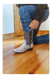 Dan Post Men's Manning Python Snakeskin Round Toe Boots - Natural