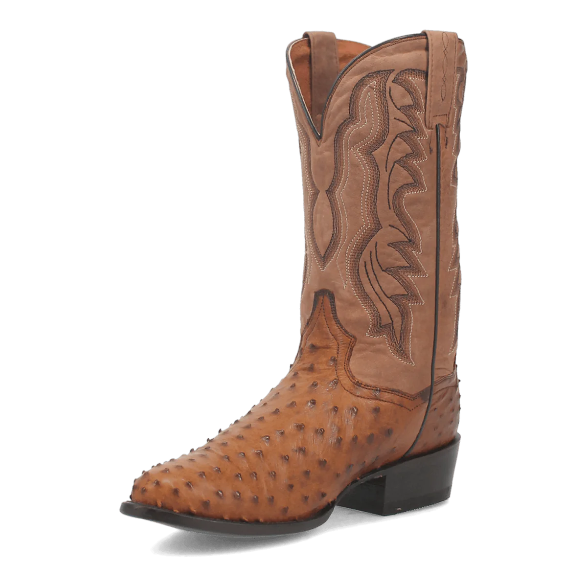 Dan Post Men's Tempe Full Quill Ostrich Round Toe Boots - Saddlebrown - Image 6