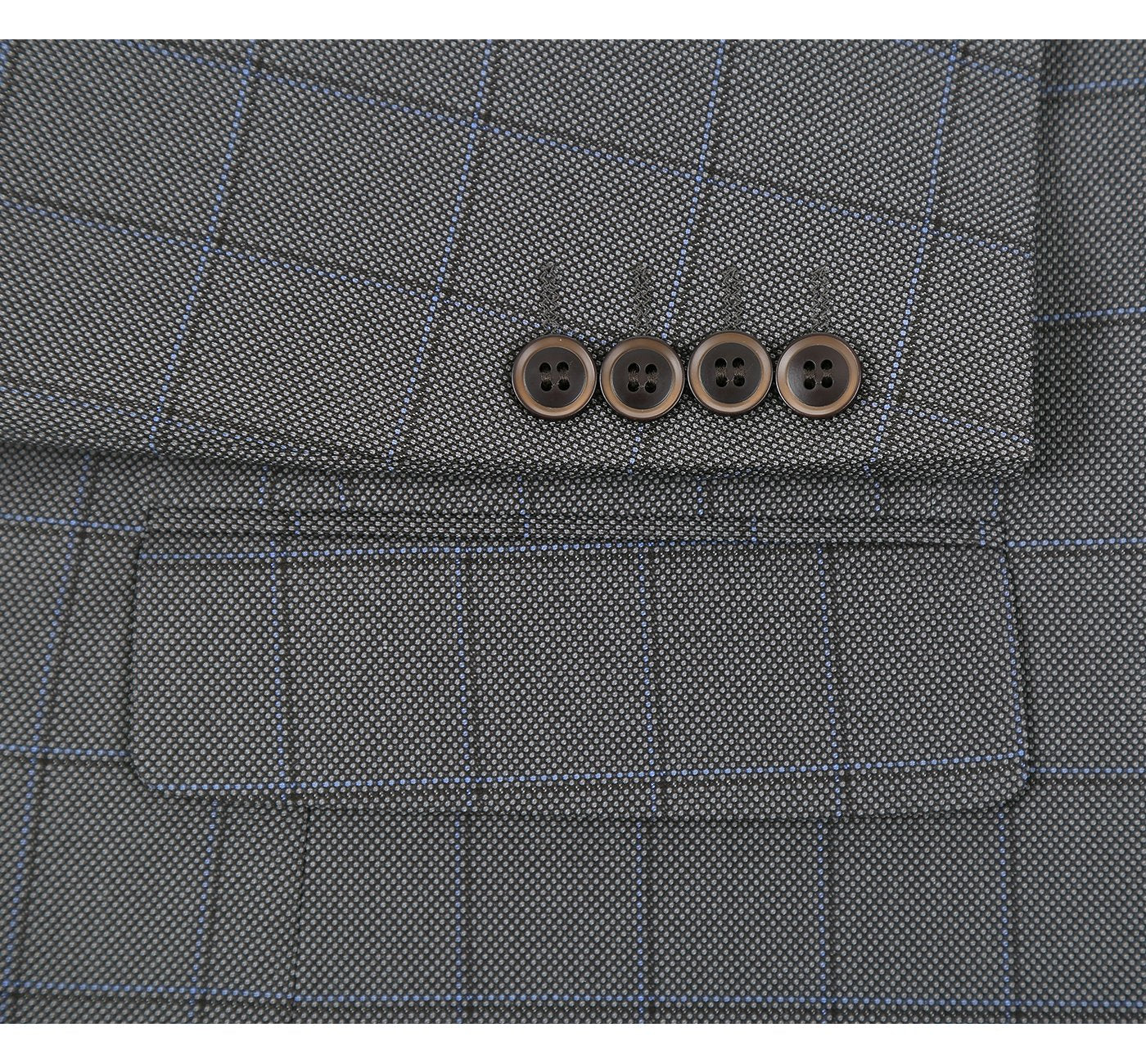 292-2 Men's Two Piece Classic Fit Windowpane Check Dress Suit - Image 7
