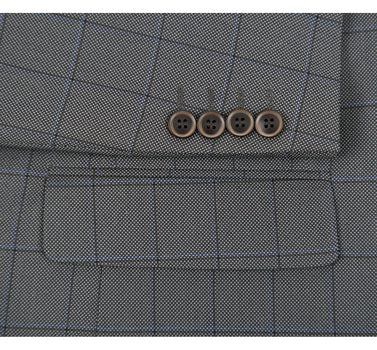 292-2 Men's Two Piece Classic Fit Windowpane Check Dress Suit - Image 7