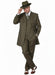 Mens Olive Green Pinstripe Zoot Suit – 1920s Gangster Vintage 3-Piece Suit for Formal and Themed Events