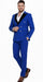 Mens Royal Blue Double-Breasted Tuxedo Suit – Modern Slim Fit Formal Wedding and Prom Outfit with Black Satin Lapel