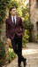 Men’s Burgundy Paisley Blazer Sport Coat – Velvet Dinner Jacket floral in Maroon Wine Color Ultra Slim Fit Smoking Jacket
