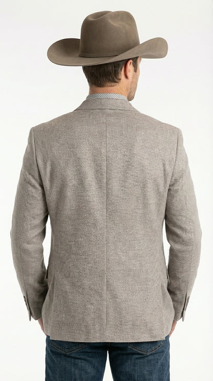 Mens Textured  Light Grey Western Blazer – Cowboy Style Casual Sport Coat for Men Classic Western Jacket