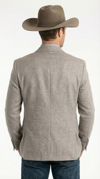 Mens Textured  Light Grey Western Blazer – Cowboy Style Casual Sport Coat for Men Classic Western Jacket