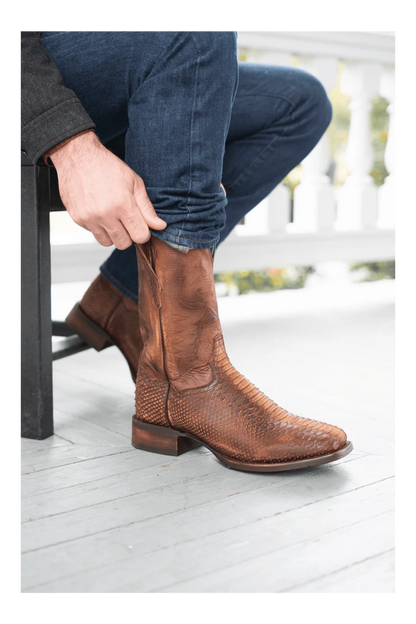 Dan Post Men's KA Python Print Leather Square Toe Boots - Brown - Image 7