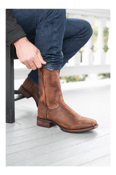 Dan Post Men's KA Python Print Leather Square Toe Boots - Brown - Image 7