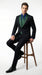 Men’s Black Suit with Hunter Green Shawl Lapel – Black and Hunter Green Formal Tuxedo Suit for Wedding, Prom With Bow Tie