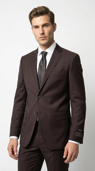 Men’s Tiglio Italian Brown Suit with Two Button Blazer and Matching Pants, Formal Business Wedding Suit