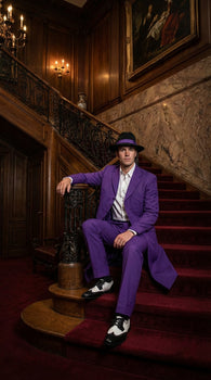 Pimp Halloween Joker Costume Purple Zoot Suit for Men