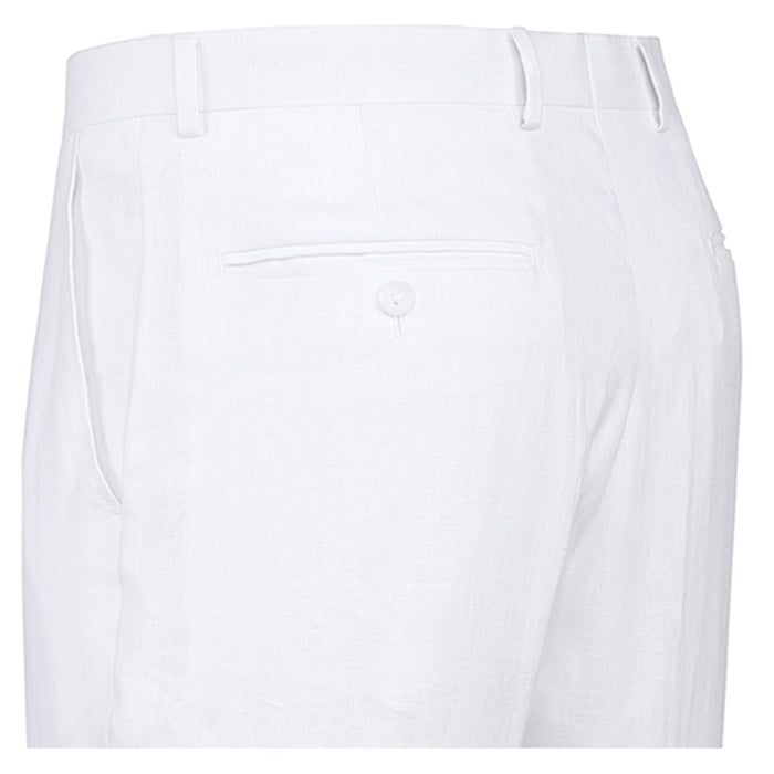 601-20 Men's Notch Lapels White Solid Linen Suits - Image 6