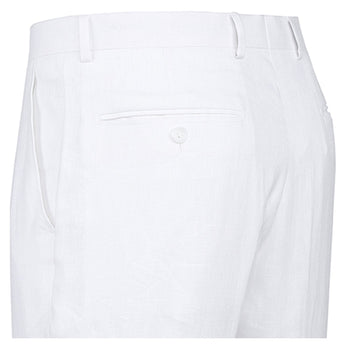 601-20 Men's Notch Lapels White Solid Linen Suits - Image 6
