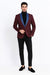 Mens Burgundy Tuxedo Dinner Jacket Blazer with Blue Satin Shawl Lapel  Wedding and Party Jacket