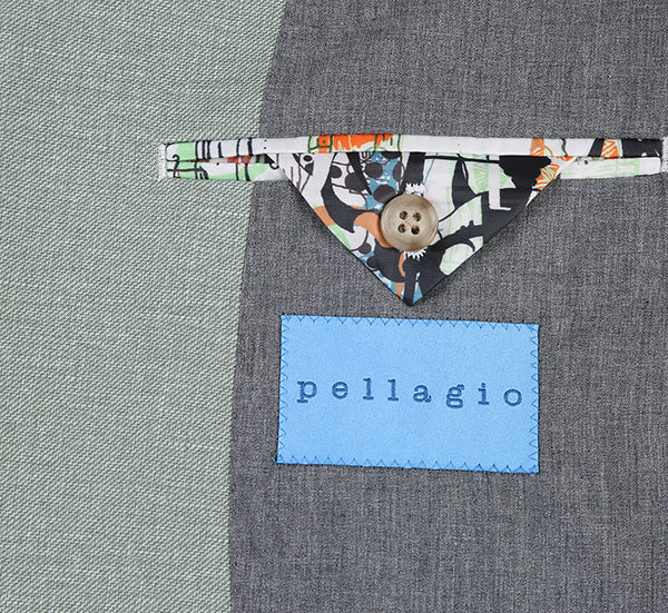 Half Canvas Slim Fit Blazer in Light Sage Gray - Image 6