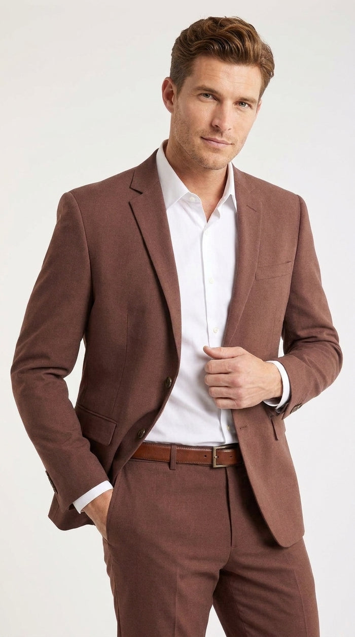 Men’s Coffee Brown 2-Piece Suit – Two-Button Wedding, Business and Formal Suit