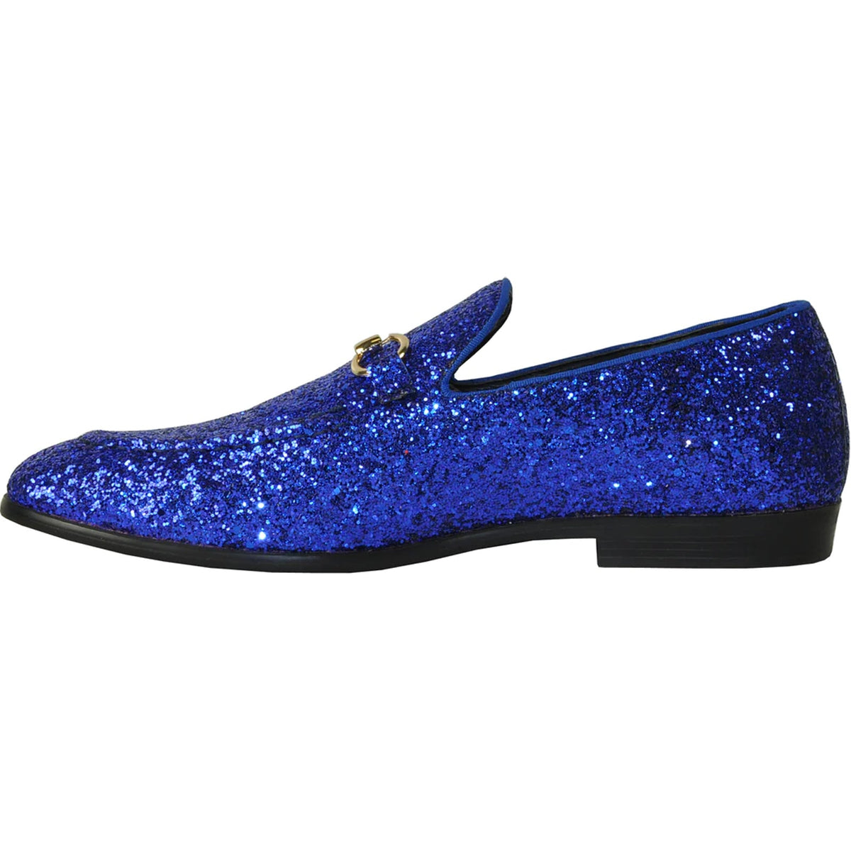 Bravo Mens Modern Glitter Sequin Prom Tuxedo Loafer in Royal Blue - Men's Dress Shoes