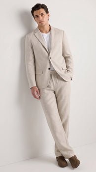 Men’s Informal Summer Suit, Light Beige Casual Linen Style Blazer and Pants Set