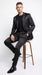 Men’s Black Shiny Sharkskin 2 Piece Suit, Formal Wedding Prom Party Dress Suit