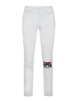 Skinny Jean with Skull  knee patch