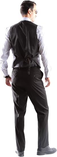 Mens Extra Long For Tall Man Vested 3 Piece Suit in Color Black Two Buttons Modern Fit