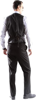 Mens Extra Long For Tall Man Vested 3 Piece Suit in Color Black Two Buttons Modern Fit