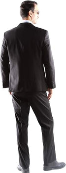 Mens Extra Long For Tall Man Vested 3 Piece Suit in Color Black Two Buttons Modern Fit