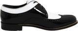 Mens 1920s Gangster Wingtip Dress Shoes - Black and White