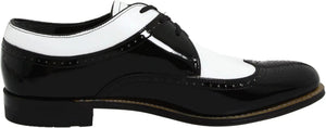 Mens 1920s Gangster Wingtip Dress Shoes - Black and White