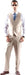 Mens Extra Long For Tall Man Vested 3 Piece Suit in Color Beige Two Buttons Modern Fit