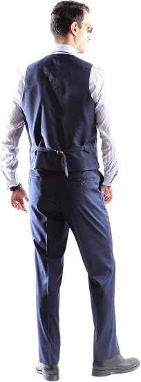 Mens Extra Long For Tall Man Vested 3 Piece Suit in Color Midnight Blue Two Buttons Modern Fit