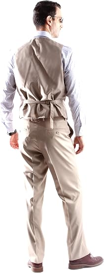 Mens Extra Long For Tall Man Vested 3 Piece Suit in Color Beige Two Buttons Modern Fit