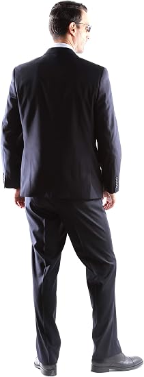 Mens Extra Long For Tall Man Vested 3 Piece Suit in Color Navy Two Buttons Modern Fit