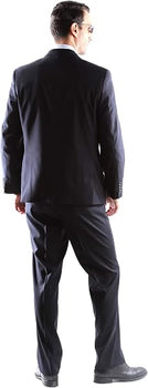 Mens Extra Long For Tall Man Vested 3 Piece Suit in Color Navy Two Buttons Modern Fit
