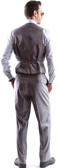Mens Extra Long For Tall Man Vested 3 Piece Suit in Color Light Gray Two Buttons Modern Fit