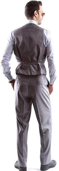 Mens Extra Long For Tall Man Vested 3 Piece Suit in Color Light Gray Two Buttons Modern Fit