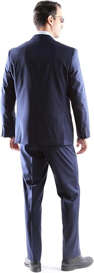 Mens Extra Long For Tall Man Vested 3 Piece Suit in Color Midnight Blue Two Buttons Modern Fit