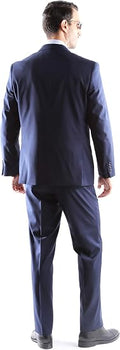 Mens Extra Long For Tall Man Vested 3 Piece Suit in Color Midnight Blue Two Buttons Modern Fit
