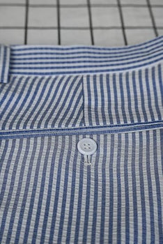 Mens Seersucker Pants - Summer Casual Pinstripe Modern Fit in Color Navy Blue