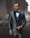 Mens One Button Shiny Vested Shawl Prom Tuxedo in Grey