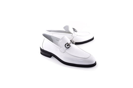 C0001209-7249 loafer with silver buckle-White