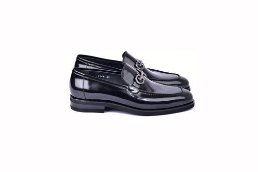 C0001204-7249 loafer with silver buckle-Black - Image 2