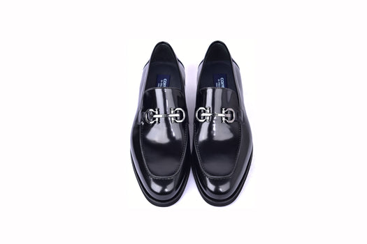 C0001204-7249 loafer with silver buckle-Black - Image 4