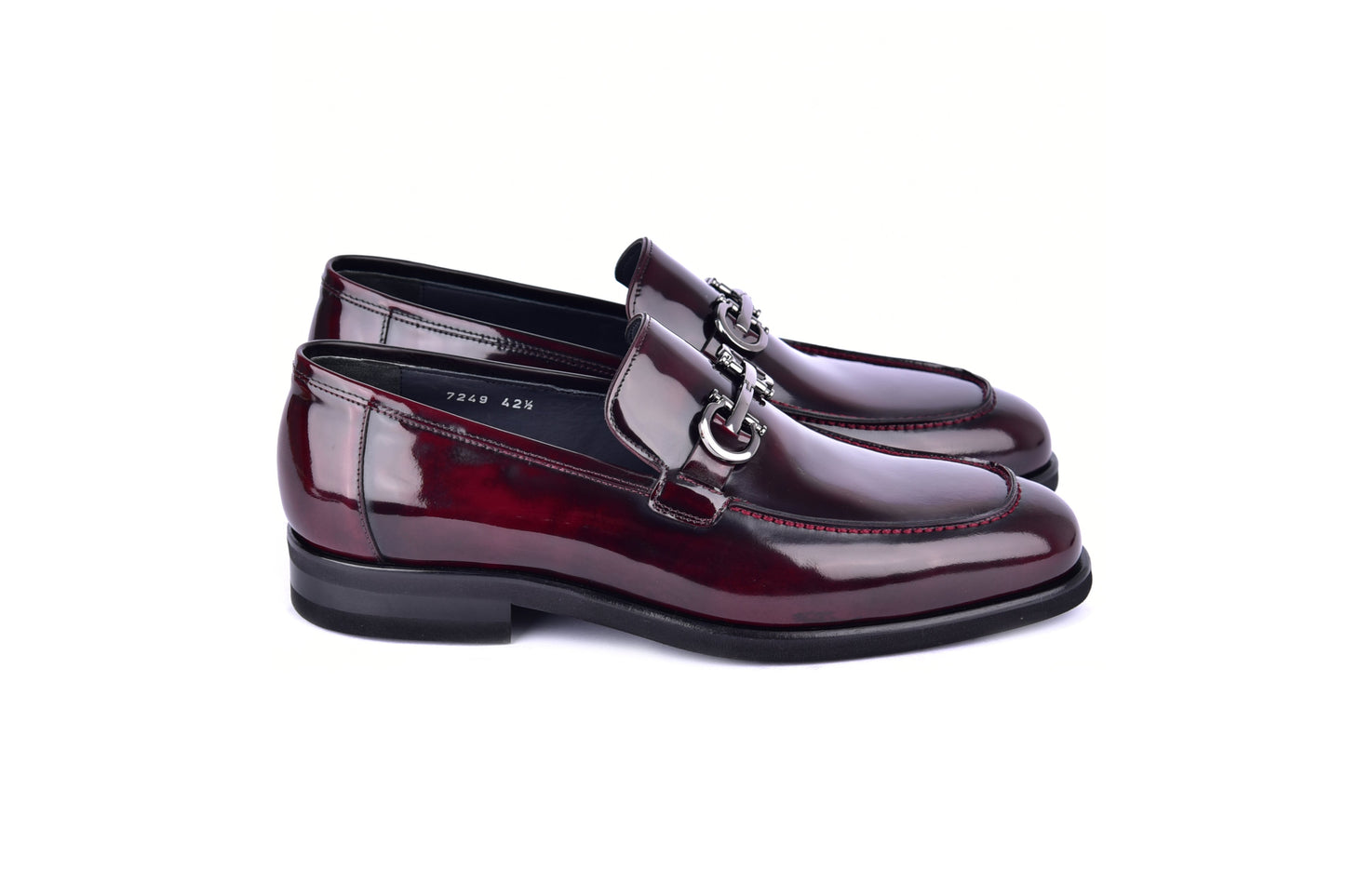C0001205-7249 loafer with silver buckle-Dark Burgundy - Image 2